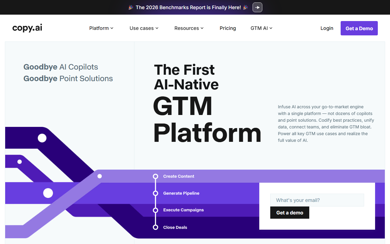 Copy.ai now positions itself as an AI-native go-to-market platform